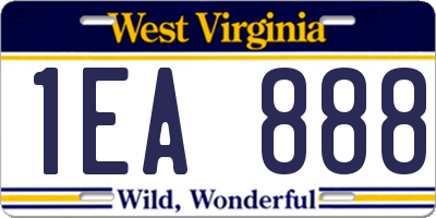 WV license plate 1EA888