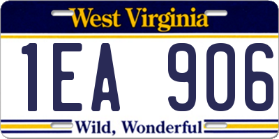 WV license plate 1EA906