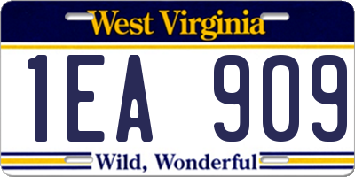 WV license plate 1EA909
