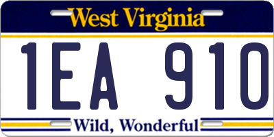 WV license plate 1EA910