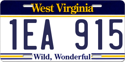 WV license plate 1EA915