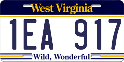 WV license plate 1EA917