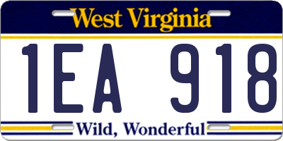 WV license plate 1EA918