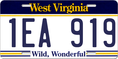 WV license plate 1EA919