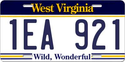 WV license plate 1EA921