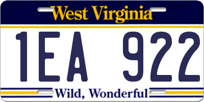 WV license plate 1EA922