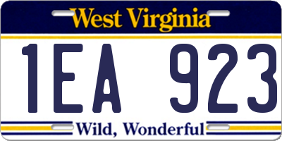 WV license plate 1EA923