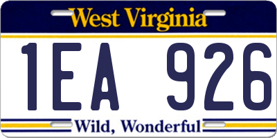 WV license plate 1EA926