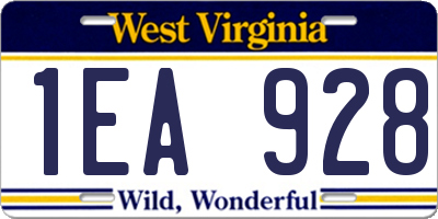 WV license plate 1EA928