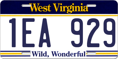 WV license plate 1EA929