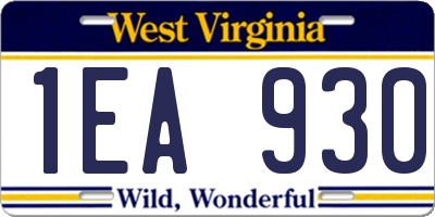 WV license plate 1EA930