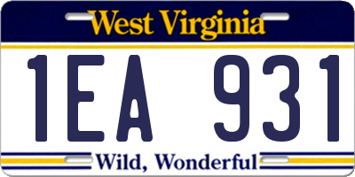 WV license plate 1EA931