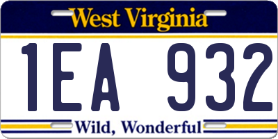 WV license plate 1EA932