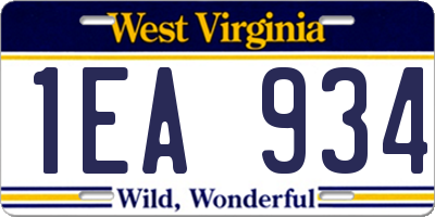 WV license plate 1EA934