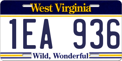 WV license plate 1EA936