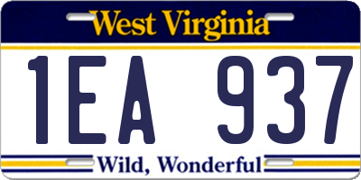 WV license plate 1EA937