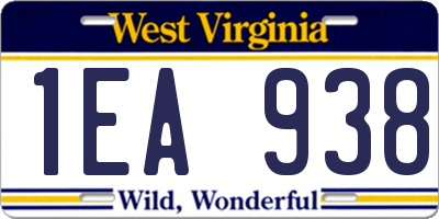WV license plate 1EA938