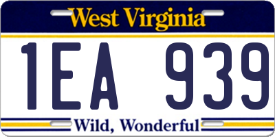 WV license plate 1EA939