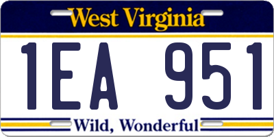 WV license plate 1EA951