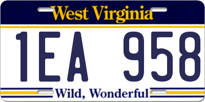 WV license plate 1EA958