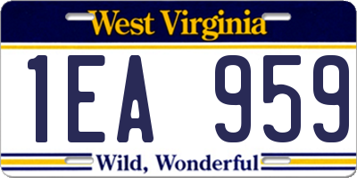 WV license plate 1EA959