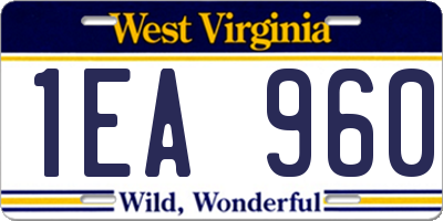 WV license plate 1EA960