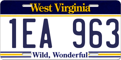 WV license plate 1EA963