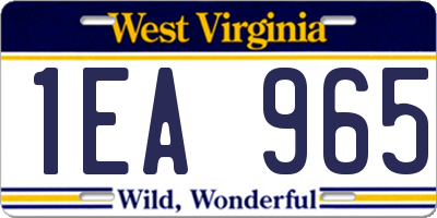 WV license plate 1EA965