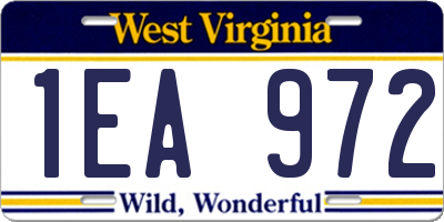WV license plate 1EA972