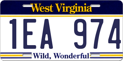 WV license plate 1EA974