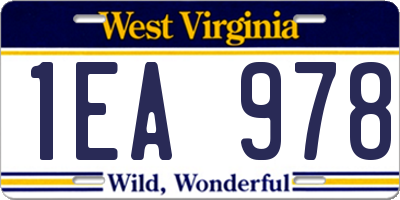 WV license plate 1EA978
