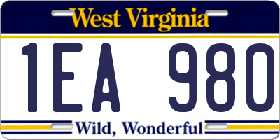 WV license plate 1EA980