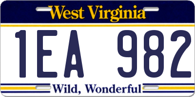 WV license plate 1EA982