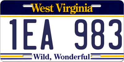 WV license plate 1EA983