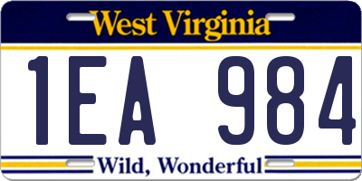 WV license plate 1EA984