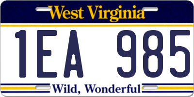WV license plate 1EA985