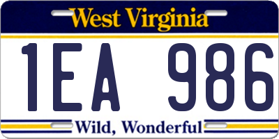 WV license plate 1EA986