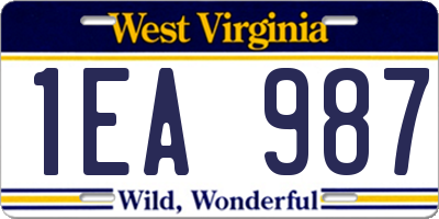 WV license plate 1EA987