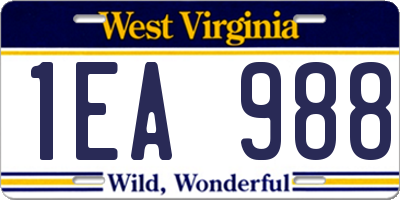 WV license plate 1EA988