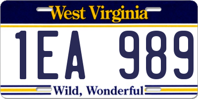 WV license plate 1EA989