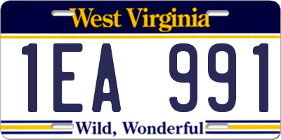 WV license plate 1EA991