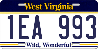 WV license plate 1EA993