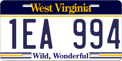 WV license plate 1EA994