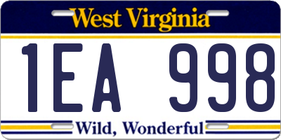 WV license plate 1EA998