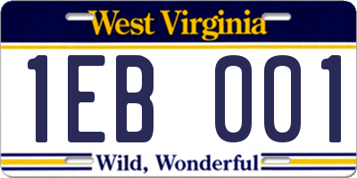 WV license plate 1EB001