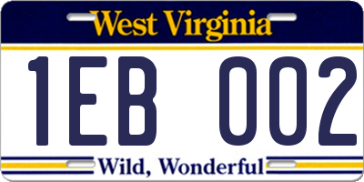 WV license plate 1EB002