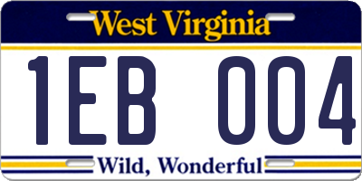 WV license plate 1EB004