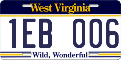WV license plate 1EB006