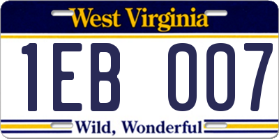 WV license plate 1EB007