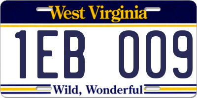 WV license plate 1EB009